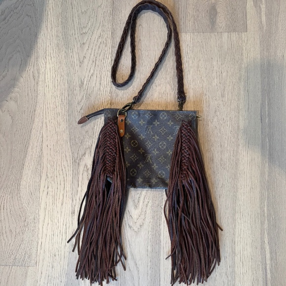 Vintage Boho Bags | Upcycled LV Canvas Fringe Crossbody - Picture 1 of 2